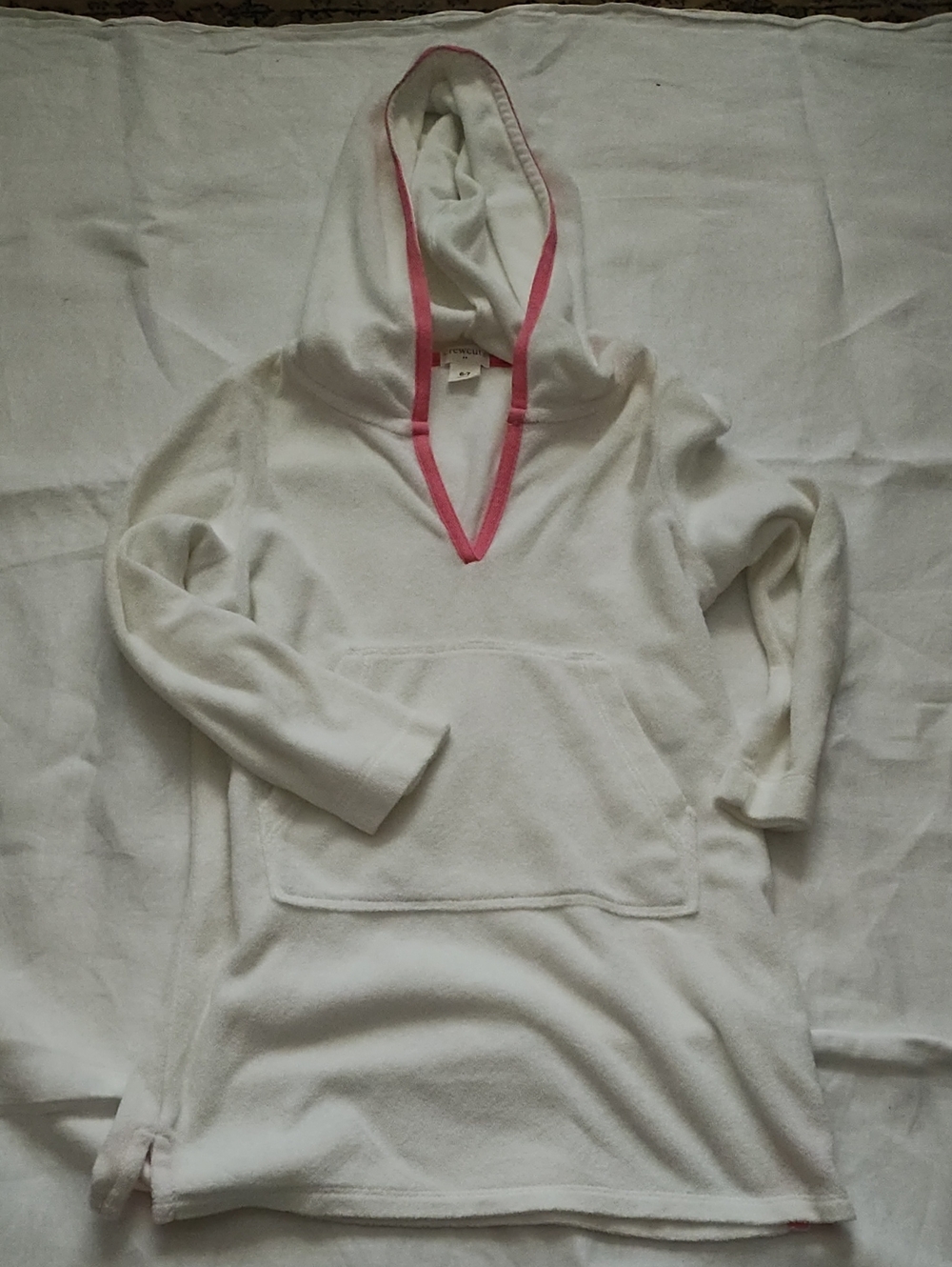 Crewcuts White Hooded Pullover with Pink Trim